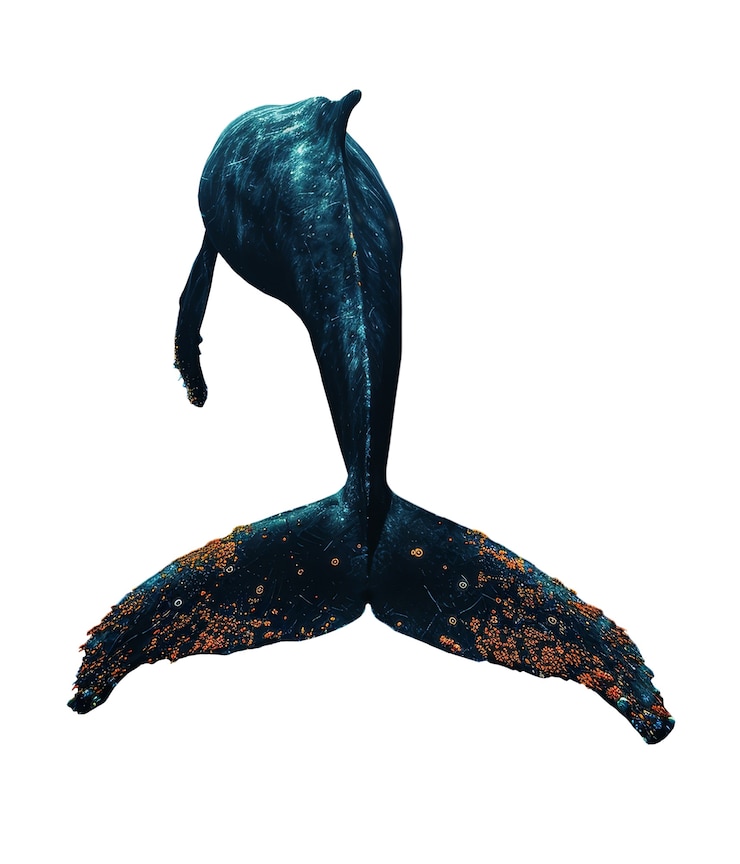 PSD gratuito vista de la ballena acuática