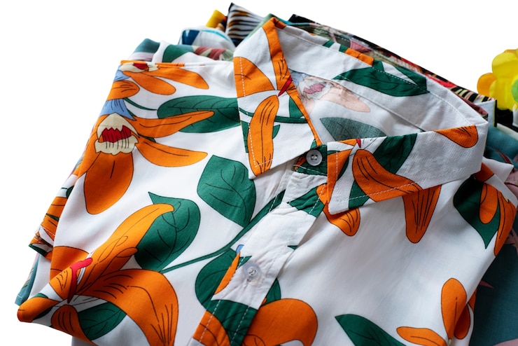 PSD gratuito vista de camisa hawaiana con estampado.
