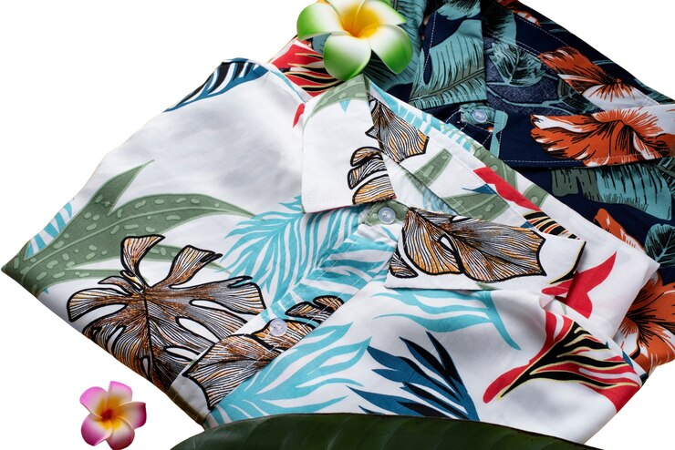 PSD gratuito vista de camisa hawaiana con estampado.