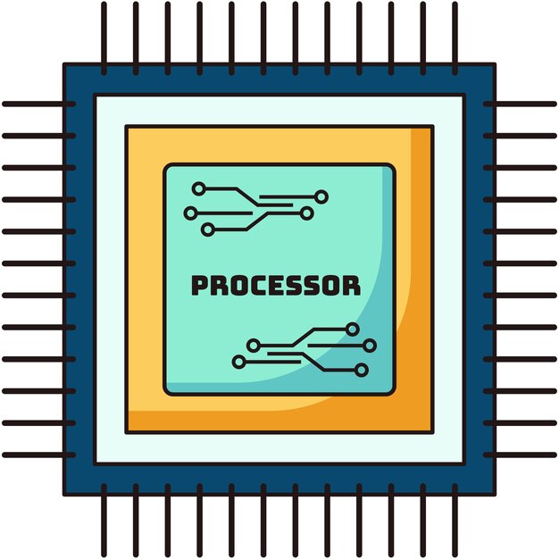 Vista del chip de la computadora
