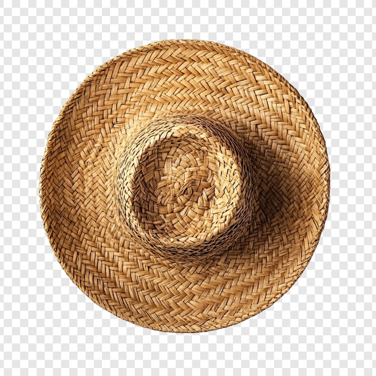 PSD gratuito vista dall'alto di un accessorio estivo di moda a cappello di paglia