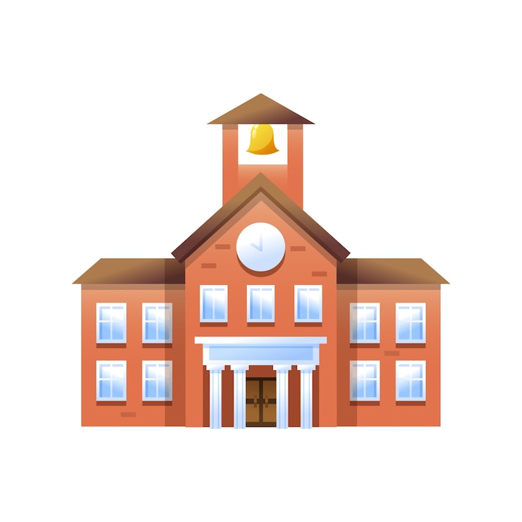 PSD gratuito vista dell'edificio scolastico e dell'architettura