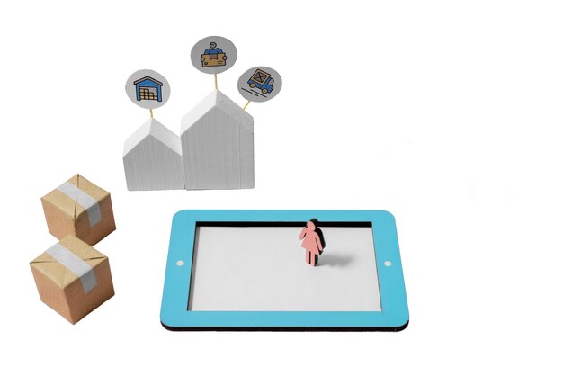 Vista dell'illustrazione della rappresentazione della catena di fornitura 3d