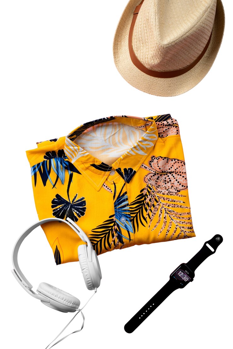 PSD gratuito vista della camicia hawaiana con motivo