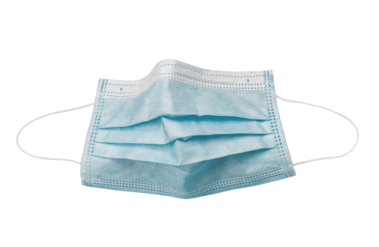 PSD gratuito vista della maschera facciale medica