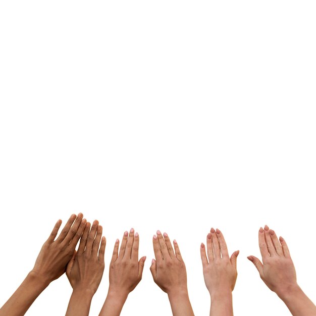 Vista de diversas manos juntas