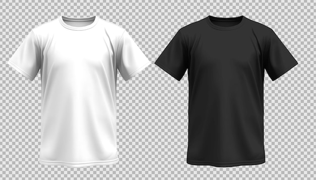 Vista frontal de la camiseta blanca y negra aislada en blanco