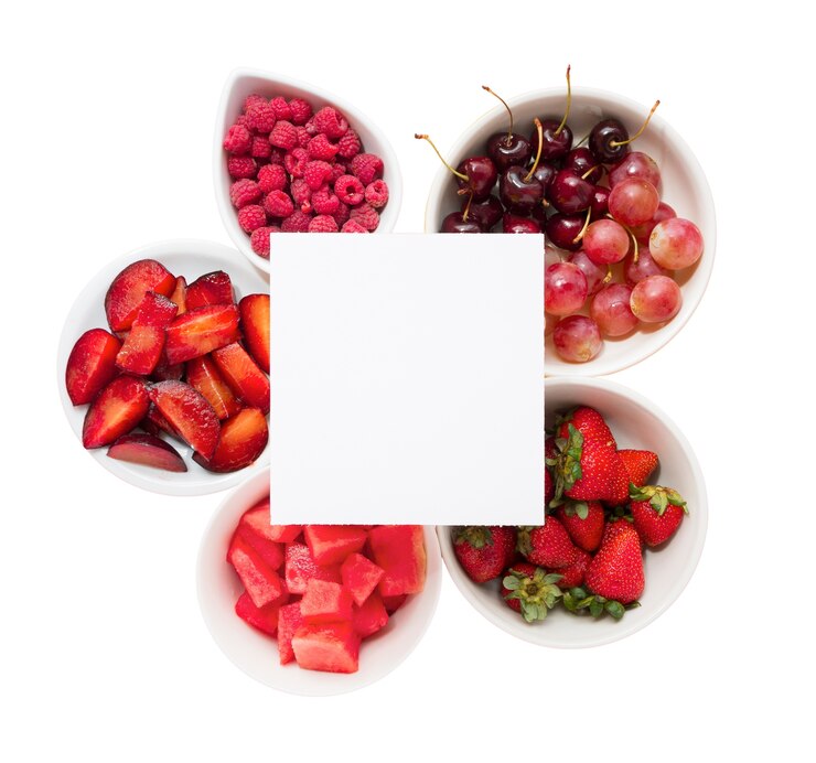 PSD gratuito vista de una mezcla fresca de deliciosas frutas