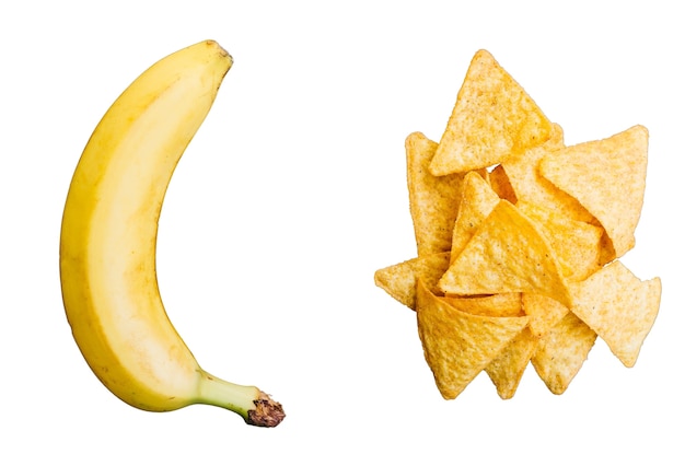 Vista superior de alimentos saludables vs no saludables