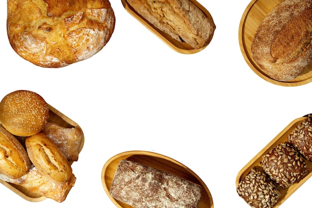 Vista superior de los deliciosos productos horneados naturaleza muerta