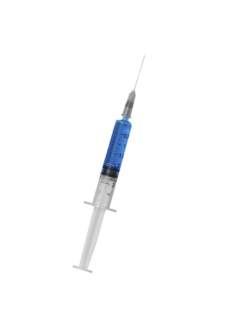 PSD gratuito vista superior de la jeringa médica