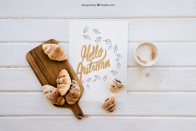 Vista superiore colazione mockup