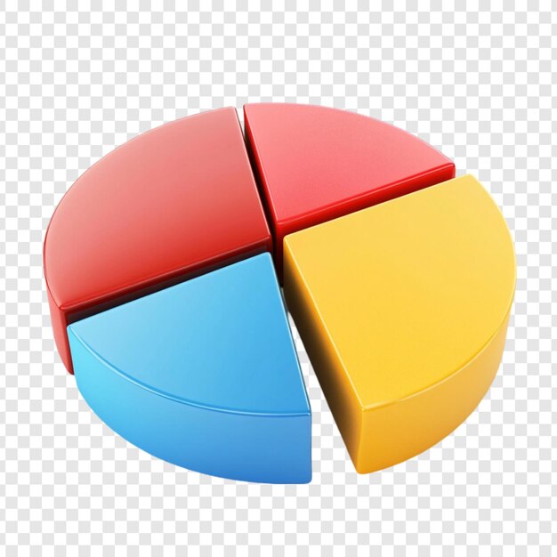 Visualización de datos de diagrama de torta 3D Segmentos de colores que representan porciones de datos