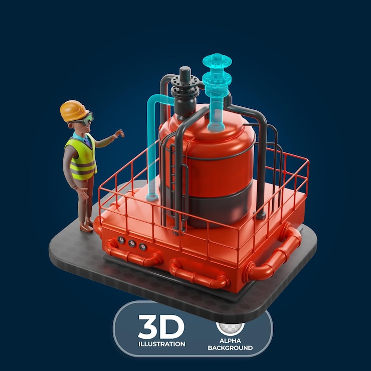 PSD gratuito visualizing industrial equipment improvements 3d illustration