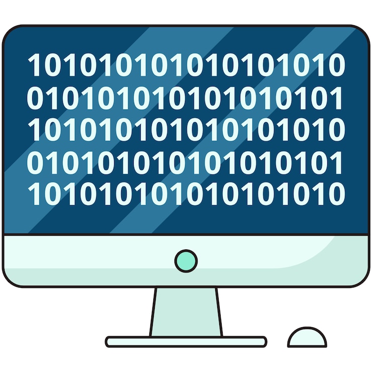 PSD gratuito visualizzazione dello schermo del computer con codice binario