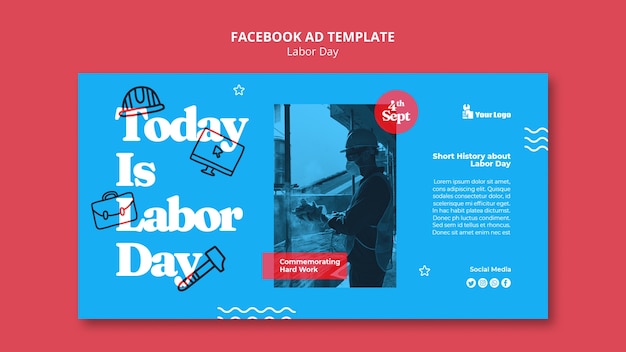 Gratis PSD vlak ontwerp arbeidersdag facebook sjabloon