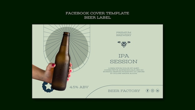 Gratis PSD vlak ontwerp bier label facebook cover sjabloon