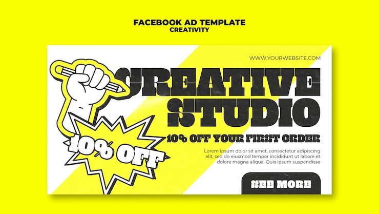Gratis PSD vlak ontwerp creativiteit concept facebook sjabloon