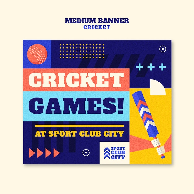 Gratis PSD vlak ontwerp cricket spel sjabloon