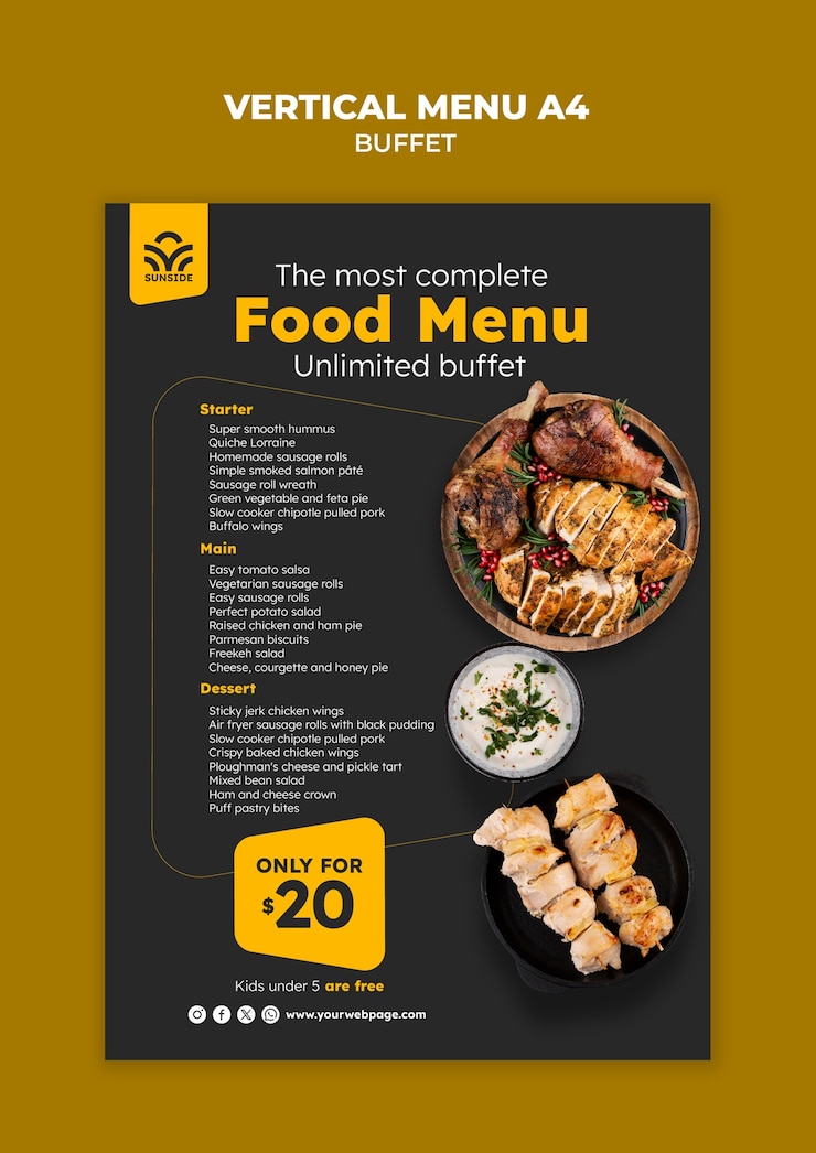 Gratis PSD vlak ontwerp heerlijke buffet sjabloon