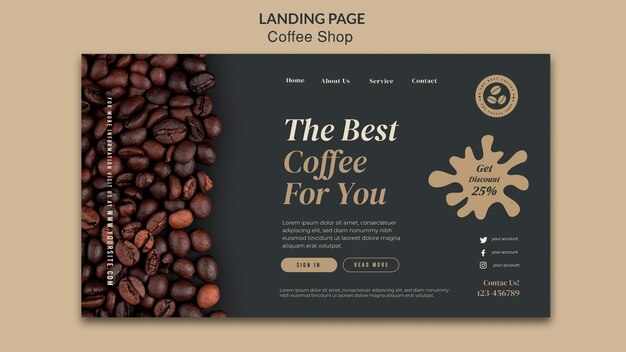Vlak ontwerp koffieshop sjabloon
