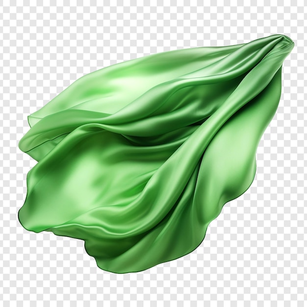 Gratis PSD vliegende groene zijden stof geïsoleerd op transparante achtergrond
