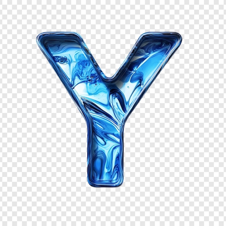 Gratis PSD vloeibare letter y blauw swirl alfabet
