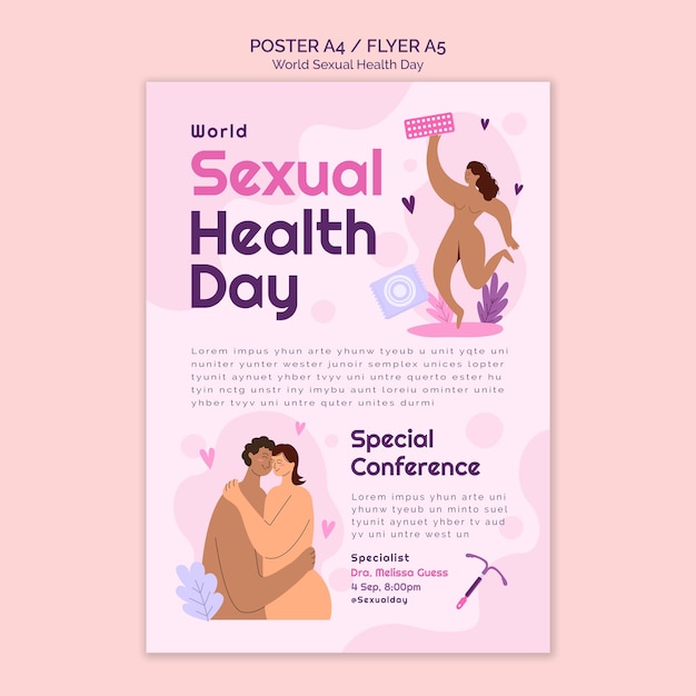 Gratis PSD vloeiende wereld seksuele gezondheidsdag poster