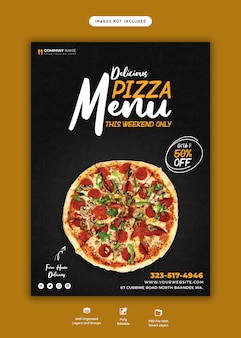 Voedselmenu en heerlijke pizza-flyer-sjabloon