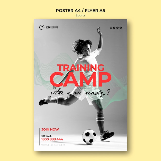 Voetbal club trainingskamp poster