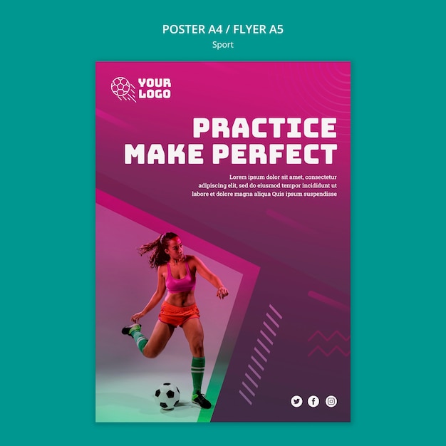 Gratis PSD voetbal training sjabloon poster