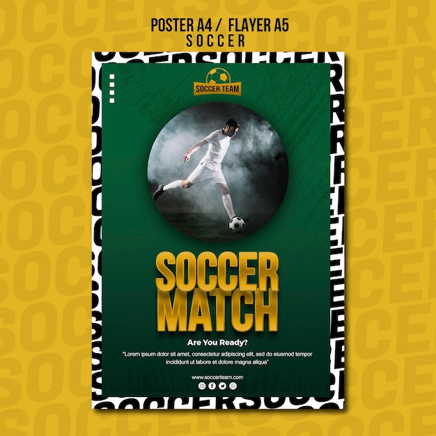 Voetbalwedstrijd school van voetbal poster sjabloon
