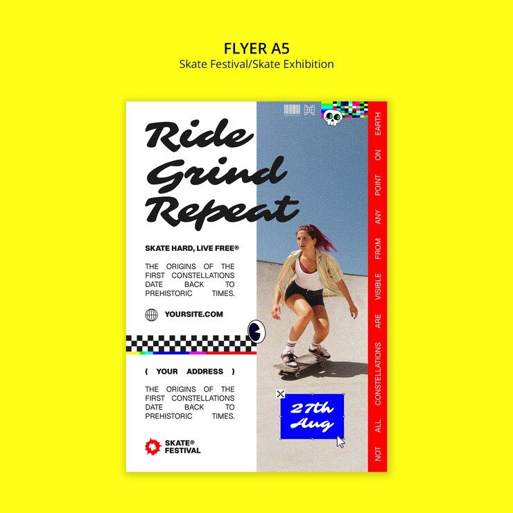 PSD gratuito el volante del festival de skate