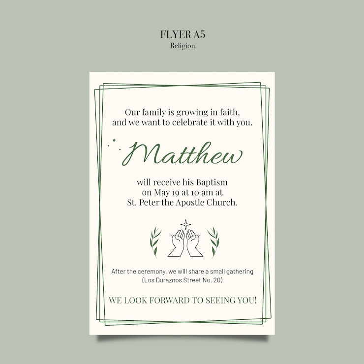 PSD gratuito volante de invitación al bautismo