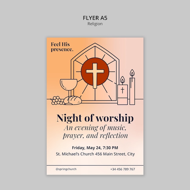 Volante de la Noche de Adoración para un evento de la iglesia