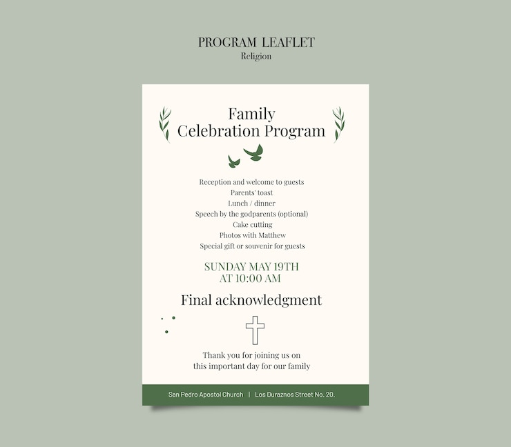 PSD gratuito volante del programa de celebración familiar