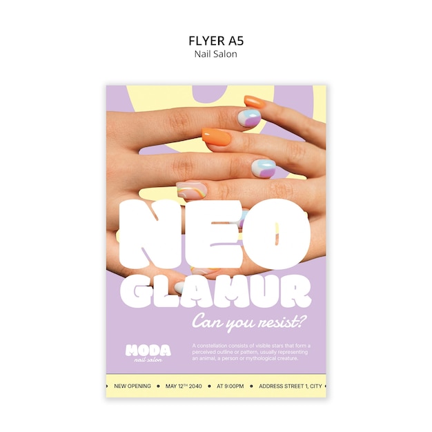 El volante del salón de uñas Neo Glamour