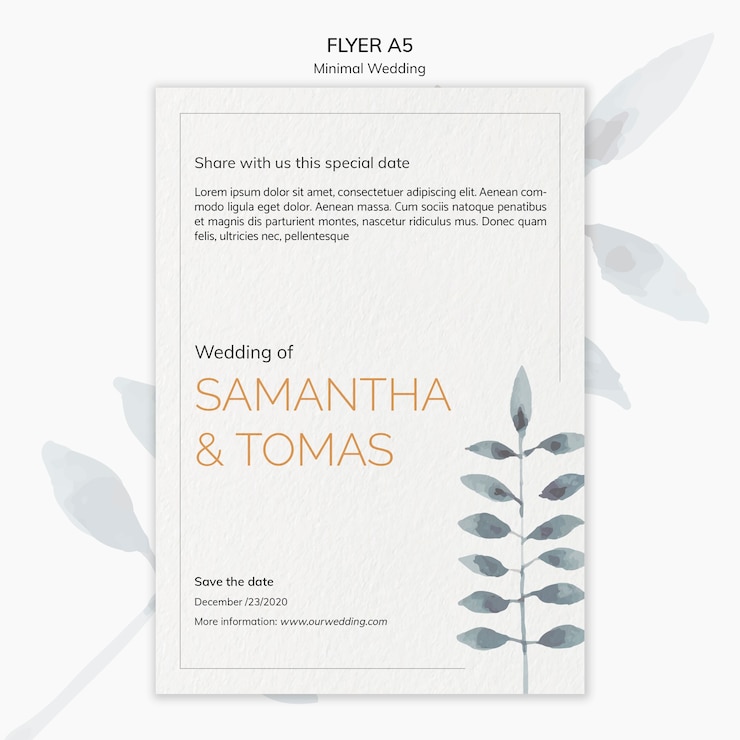 PSD gratuito volantino di invito matrimonio minimal carino