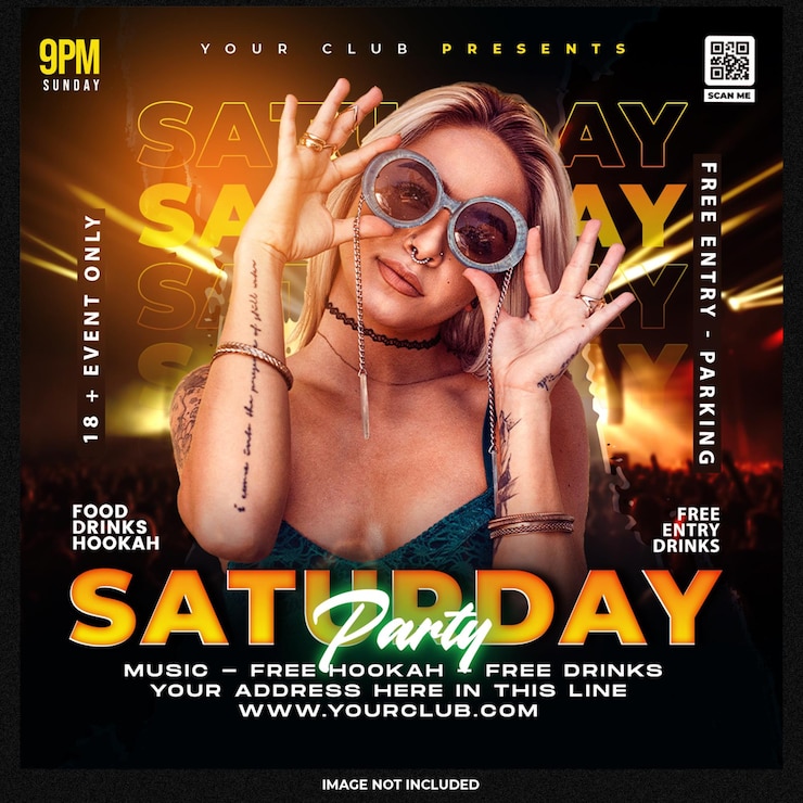 PSD gratuito volantino festa club dj post sui social media