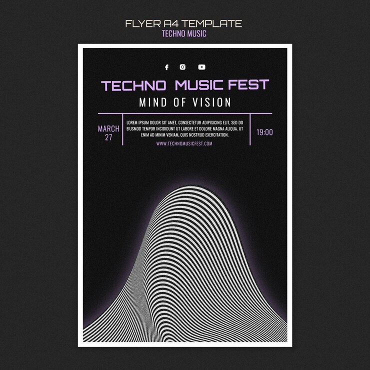 PSD gratuito volantino festival di musica techno