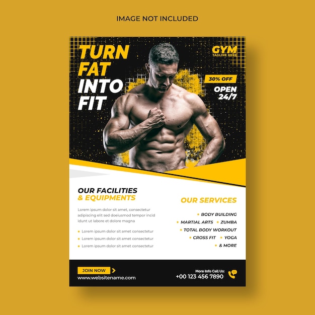 Volantino fitness palestra e modello di poster
