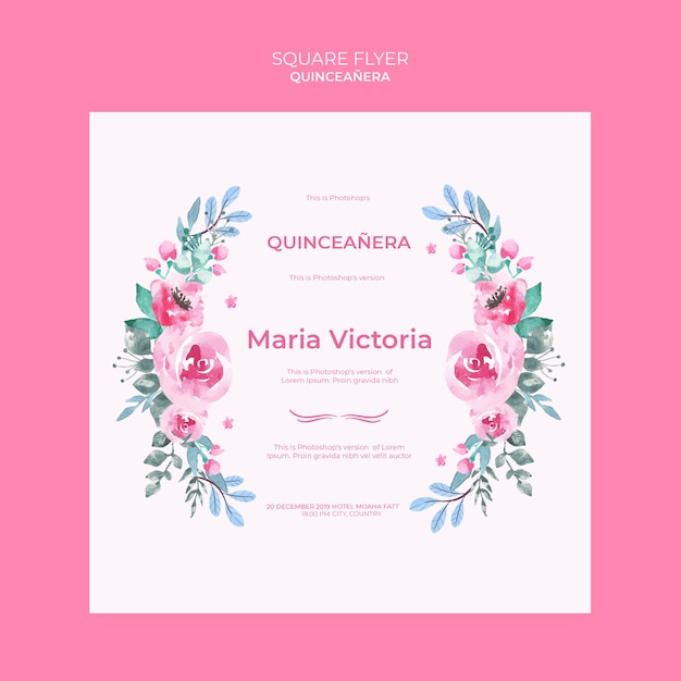 Volantino quadrato colorato Quinceañera