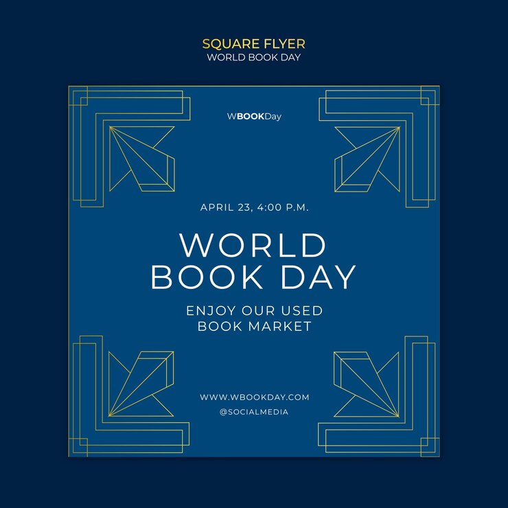 PSD gratuito volantino quadrato per la celebrazione della giornata mondiale del libro
