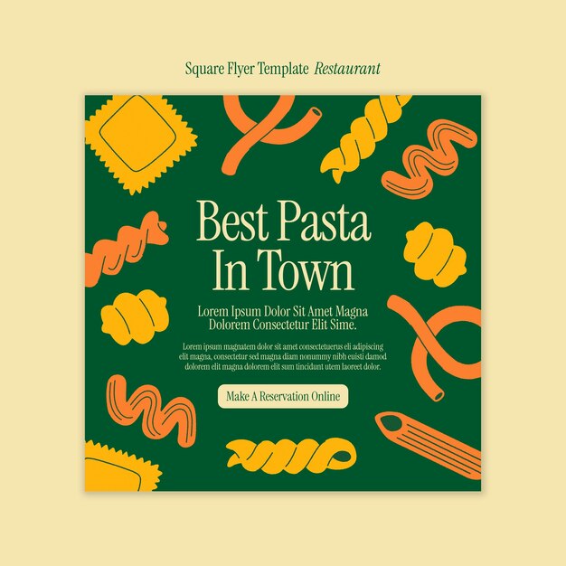 Volantino quadrato per ristorante italiano dal design piatto