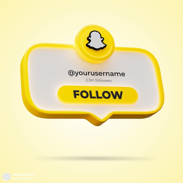 Gratis PSD volg ons op snapchat social media 3d render banner