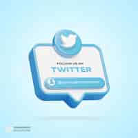 Gratis PSD volg ons op twitter sociale media 3d render banner