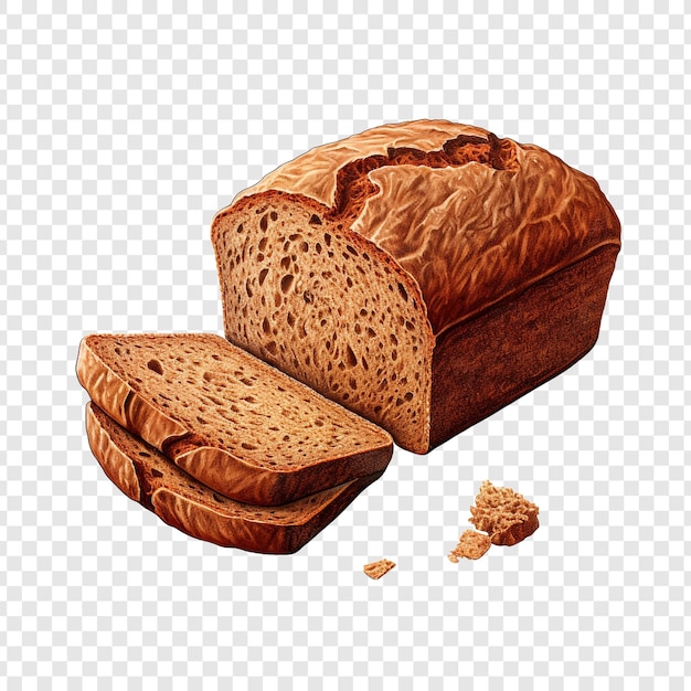 Vollkornbrot pan marrón aislado sobre un fondo transparente