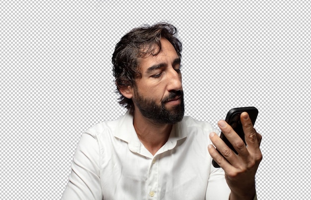 volwassen jonge man die een smartphone gebruikt