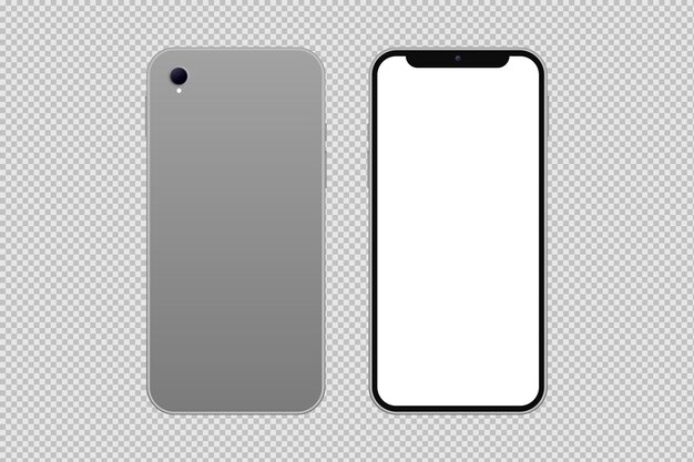 Voor- en achteraanzicht van geïsoleerde smartphone