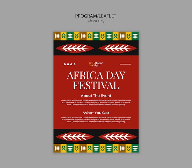 Gratis PSD voorbeeld van een pamflet voor de viering van de afrika-dag